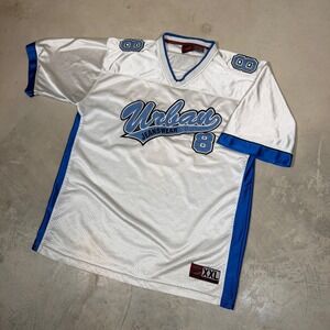 Urban Jeanswear Mens XXL White Blue Mesh Football Jersey 88 Streetwear‎ V-Neck